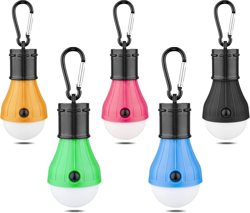 Jarxin LED Camping Tent Lantern, Portable Outdoor Waterproof Emergency Light Bulb, Battery Powered with Clip Hook, Super Bright, for Hiking, Party，Camping, Fishing, Power Failure (5 Packs, Multi-Color) - Image 1